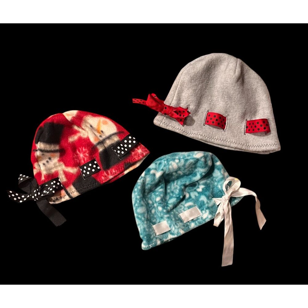 Baby (up to 6 months) Homemade Fleece Christmas Beanie Hats Set of 3!